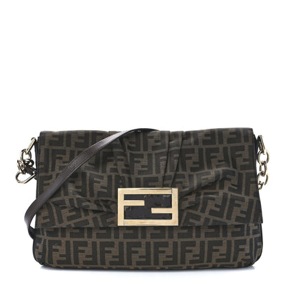 Fendi Zucca Patent Large Mia Shoulder Flap Tobacco 1 of 11