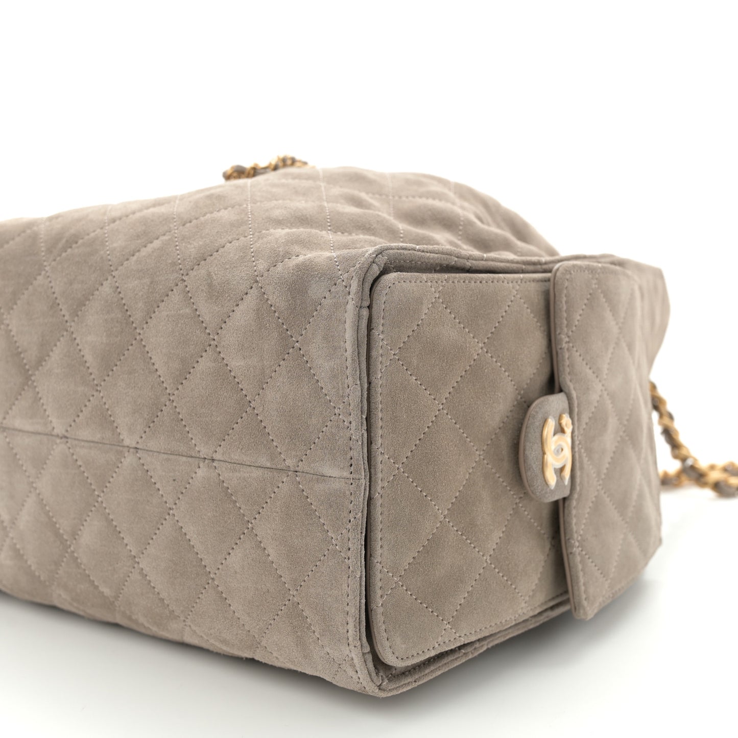 Suede Quilted Medium Chanel 25 Handbag Grey