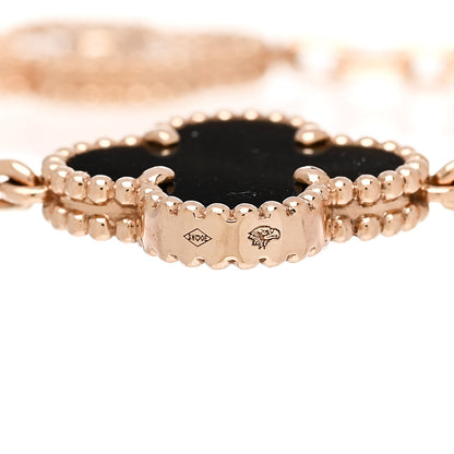 Van Cleef & Arpels 18K Rose Gold Diamond Gray Mother of Pearl 5 Motifs Vintage Alhambra Bracelet 4 of 4