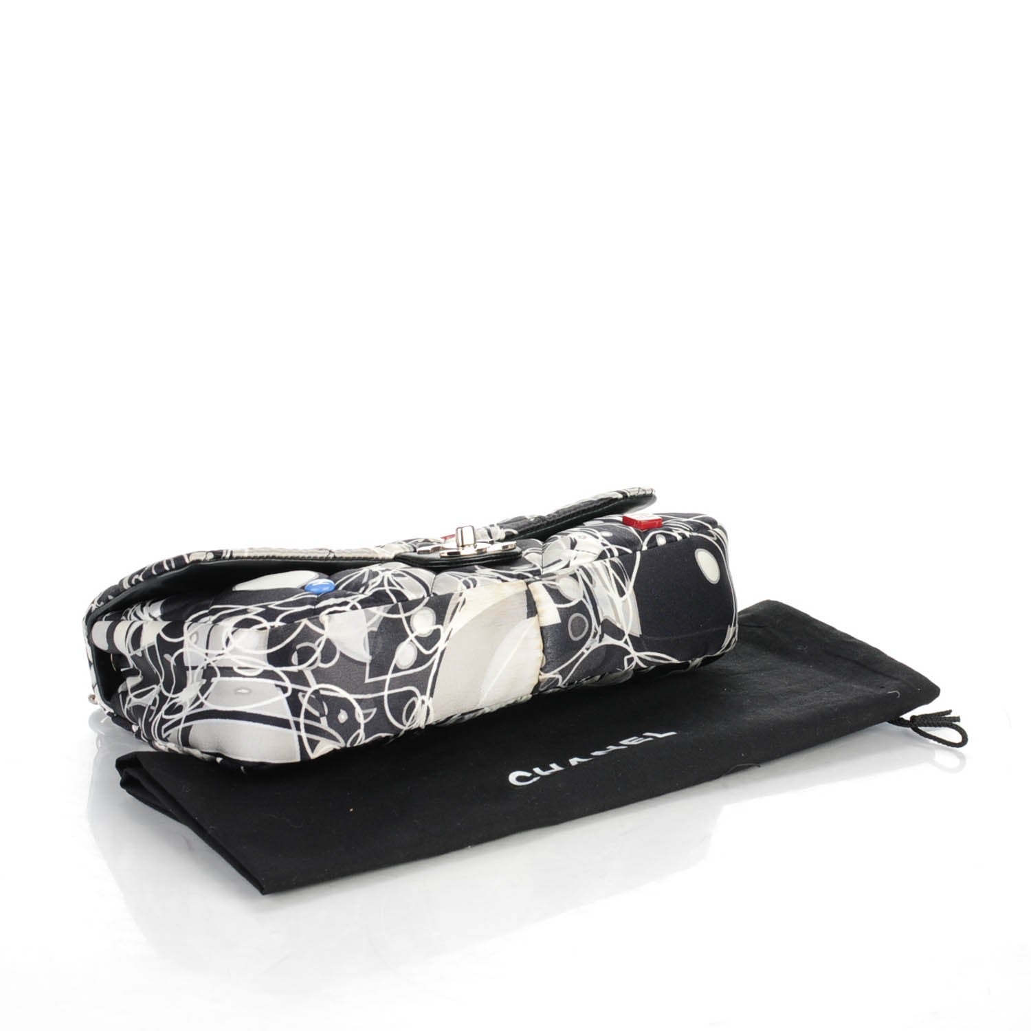 Chanel Satin Quilted Medium Kaleidoscope Flap Black White 4 of 8