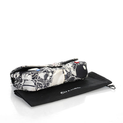 Chanel Satin Quilted Medium Kaleidoscope Flap Black White 4 of 8