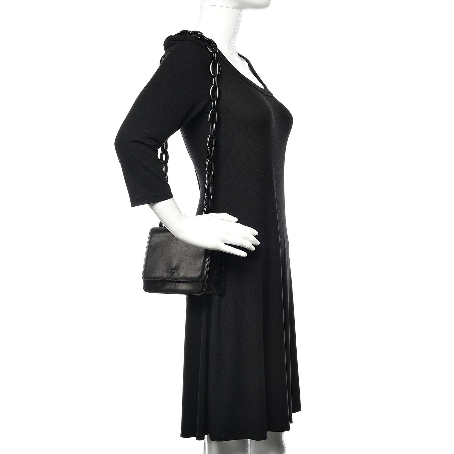 Goatskin Swing Chain Shoulder Bag Black