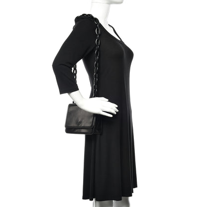 Prada Goatskin Swing Chain Shoulder Bag Black 2 of 12