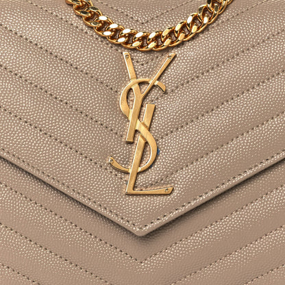 Saint Laurent Grain De Poudre Matelasse Chevron Monogram Chain Wallet Deep Beige 11 of 12