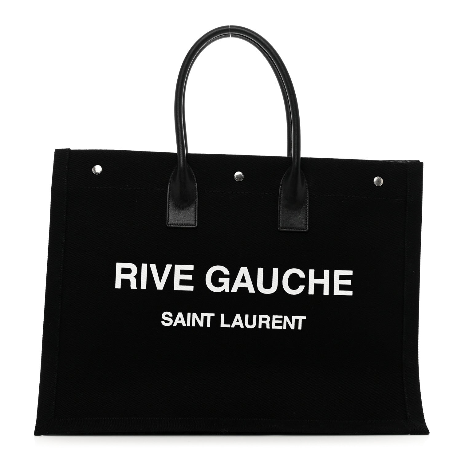 Saint Laurent Linen Calfskin Rive Gauche Tote Black 1 of 9