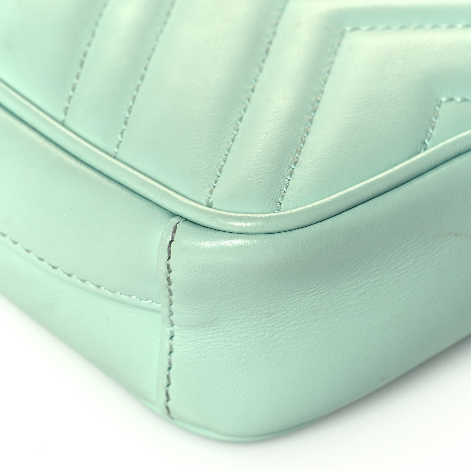 Gucci Calfskin Matelasse Mini GG Marmont Crossbody Bag Water Green 10 of 15