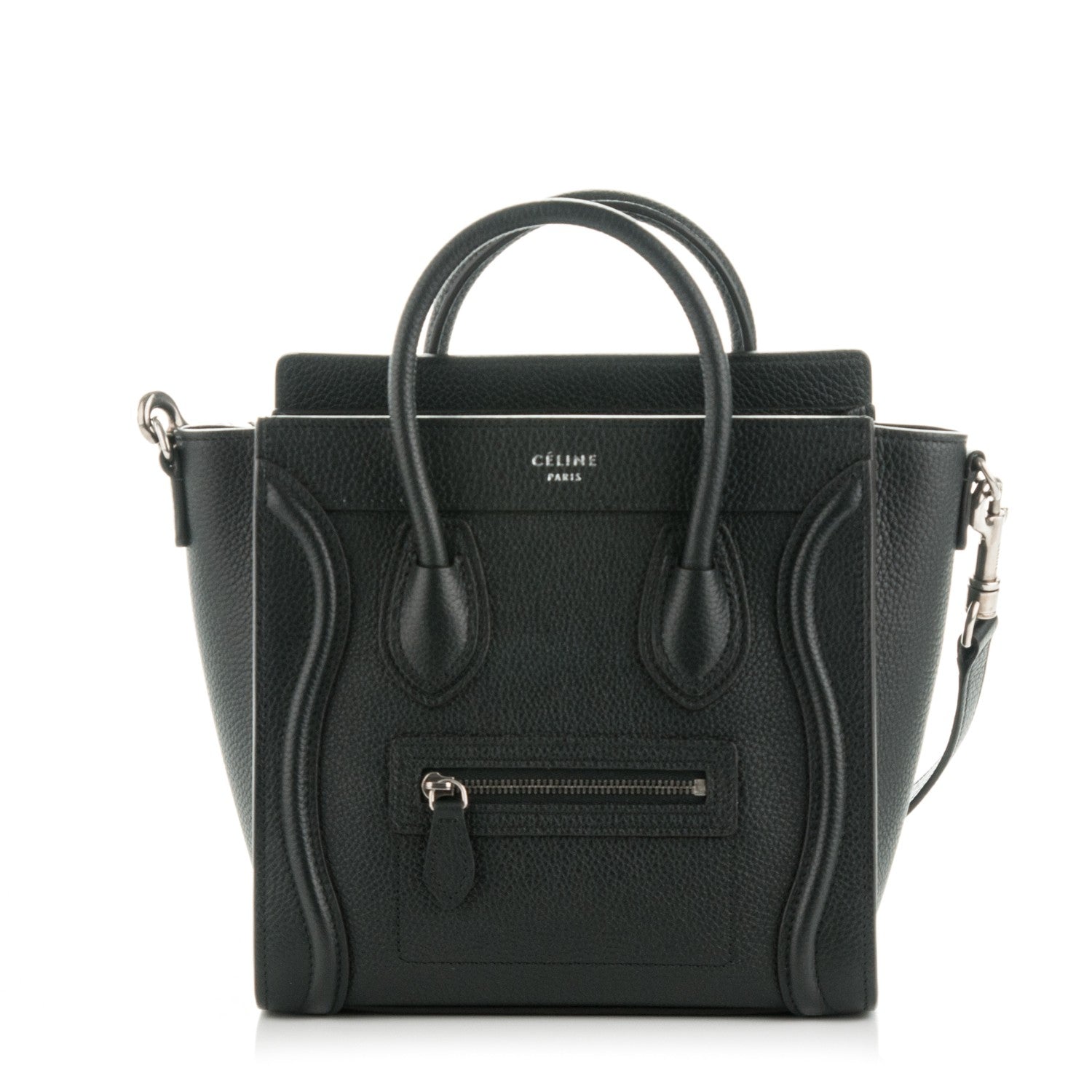 Celine Drummed Calfskin Nano Luggage Black 1 of 6