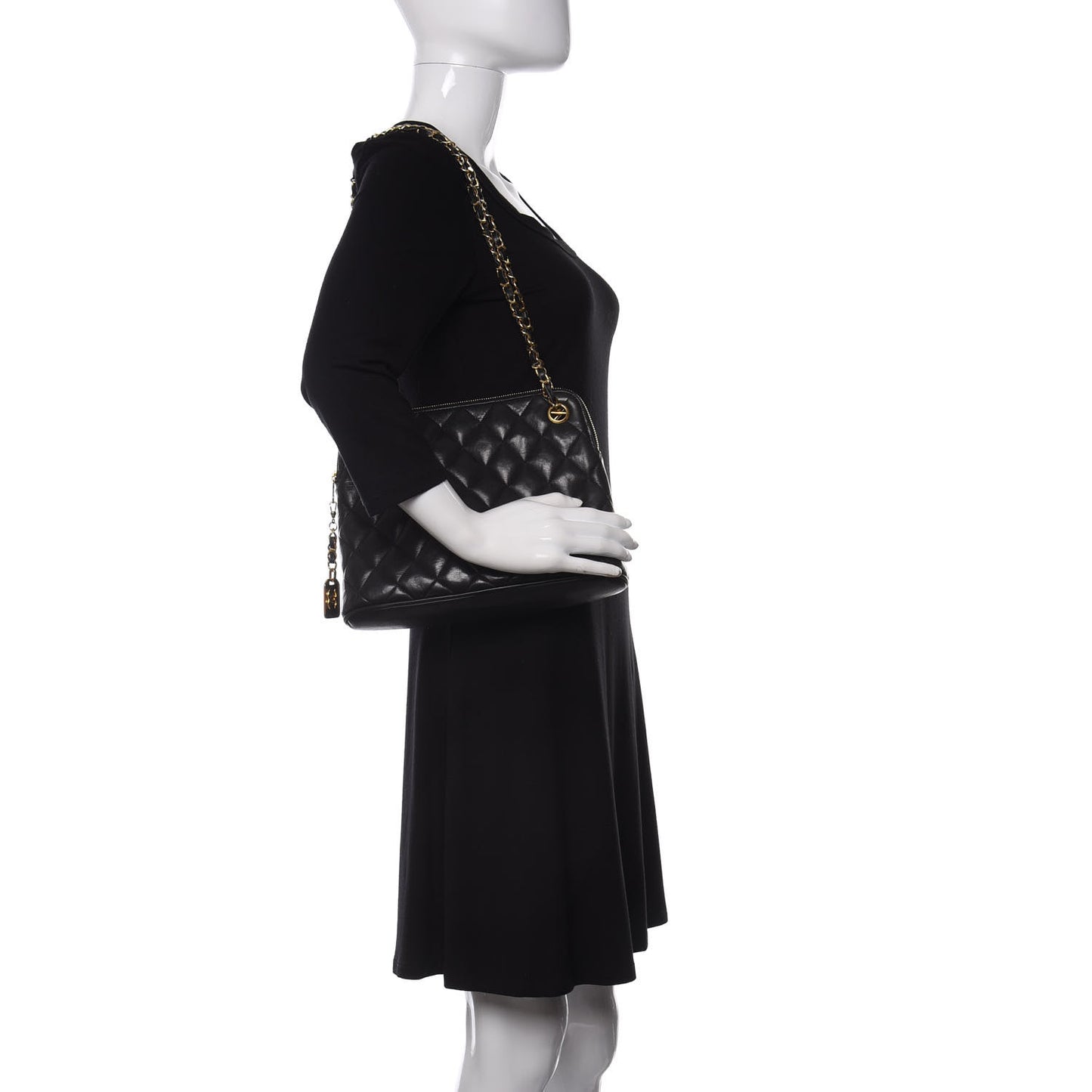 Lambskin Quilted Shoulder Bag Black