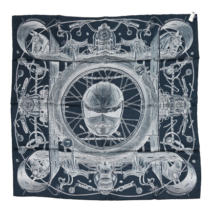Hermes Silk Double Face Route 24 Scarf 90 Bleu Jean Marine 2 of 9