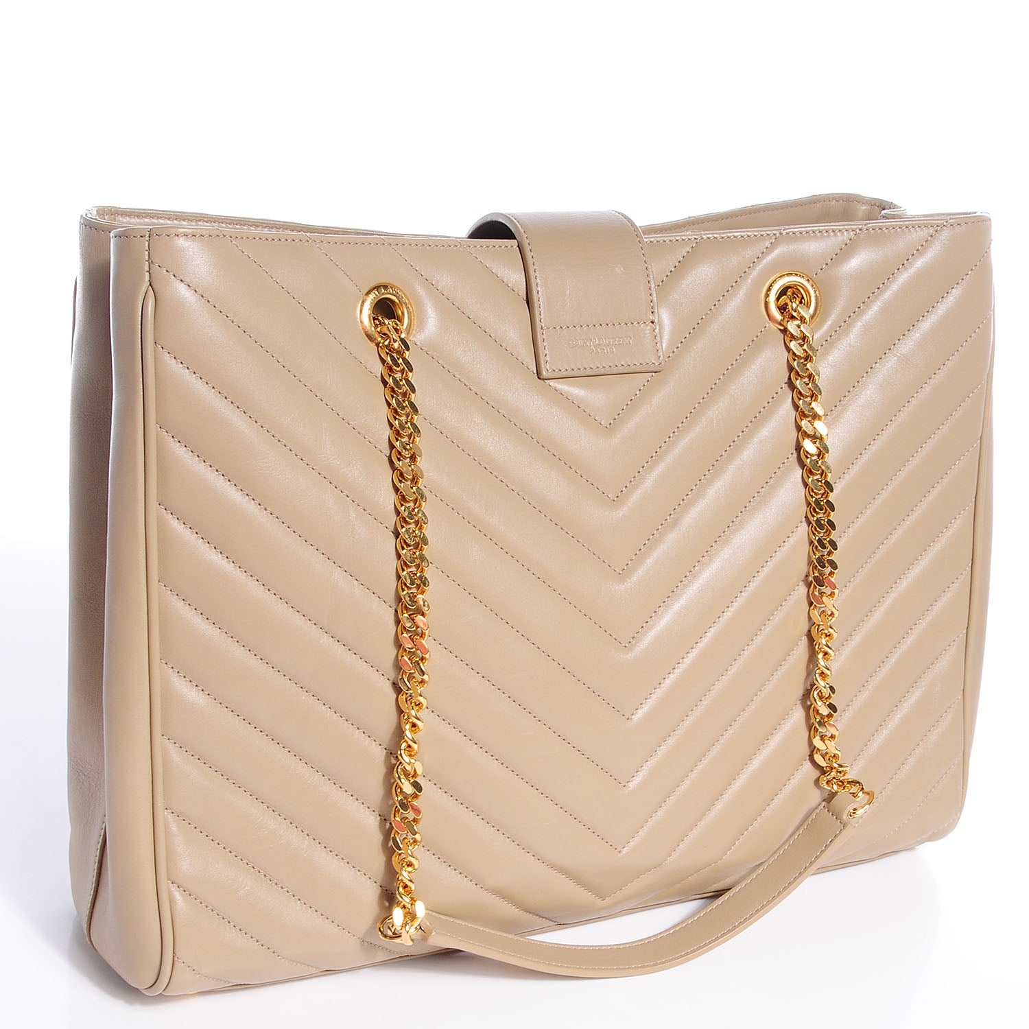 Saint Laurent Matelasse Chevron Monogramme Shopper Beige 2 of 10