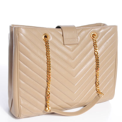 Saint Laurent Matelasse Chevron Monogramme Shopper Beige 2 of 10