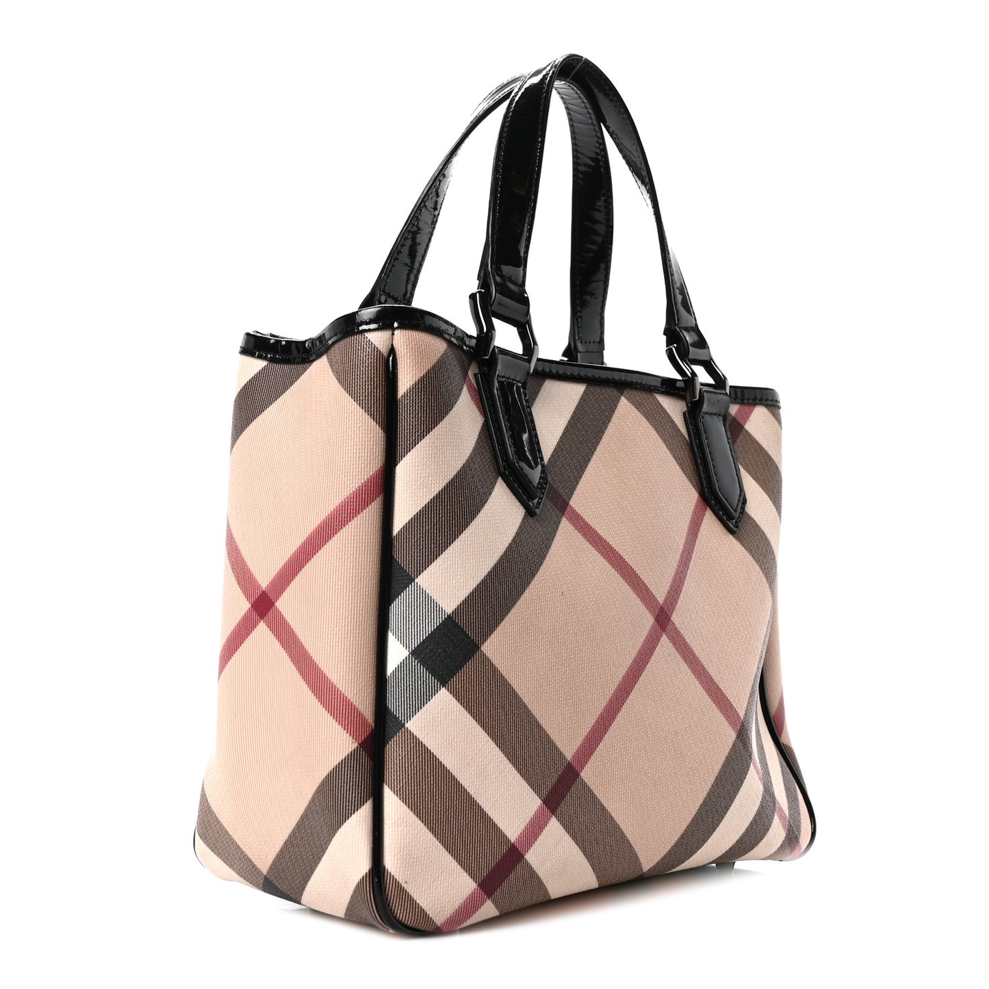 Supernova Check Patent Small Emmy Tote Black