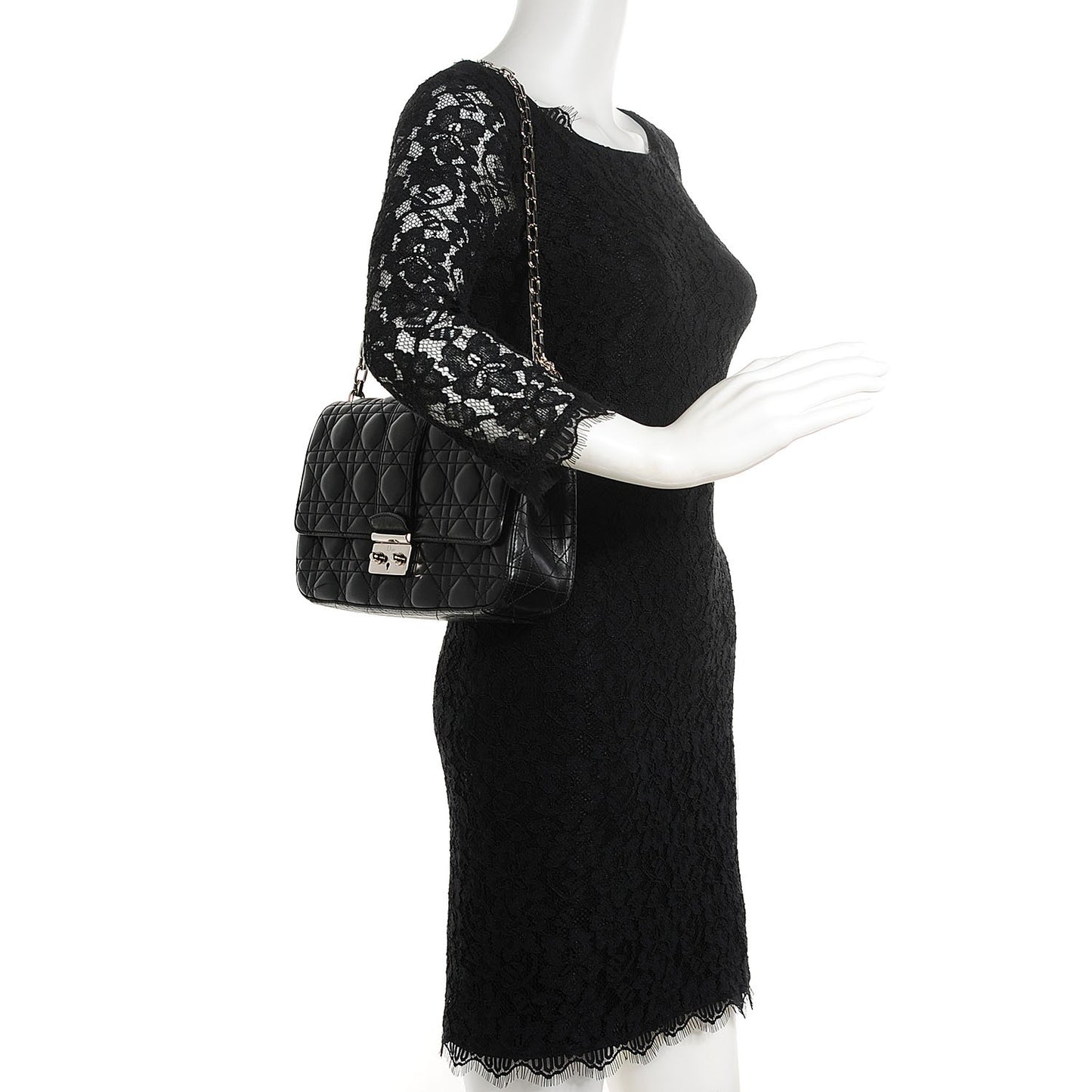 Lambskin Cannage Medium Miss Dior Flap Black