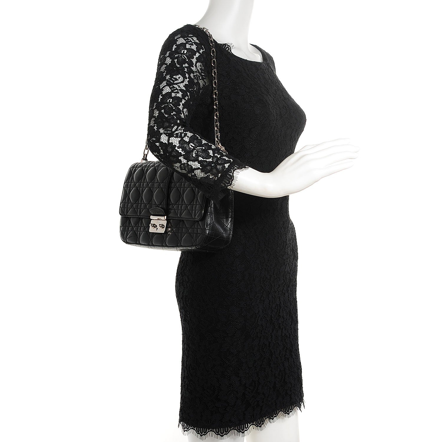 Christian Dior Lambskin Cannage Medium Miss Dior Flap Black 2 of 10