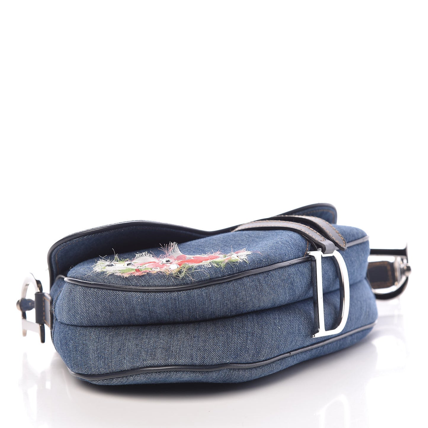 Denim Embroidered Saddle Bag Blue Multi