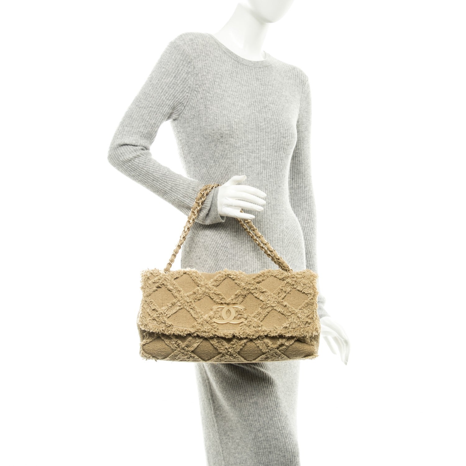Chanel Tweed Nature Flap Dark Beige 2 of 7