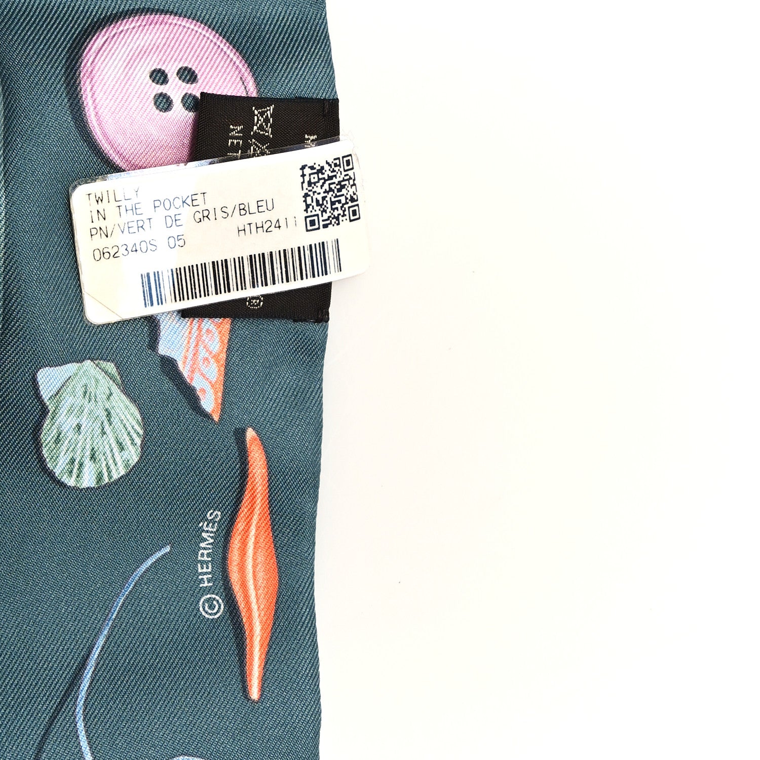 Hermes Silk In The Pocket Twilly Vert De Gris Bleu 3 of 3