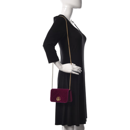 Gucci Velvet Matelasse GG Marmont Mini Bag Fuchsia Violet Cyclamen 2 of 13