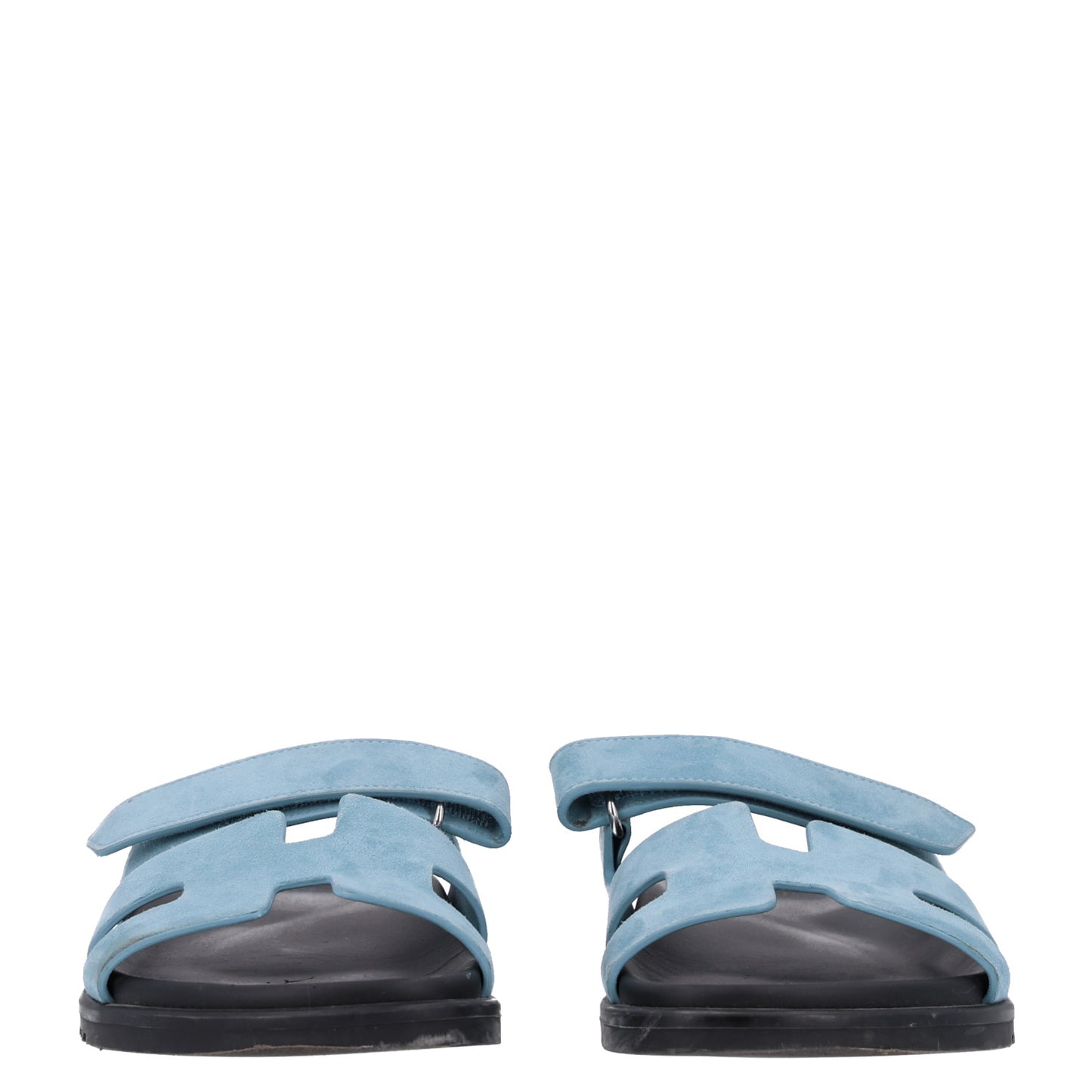 Suede Goatskin Womens Chypre Sandals 38 Bleu Mineral