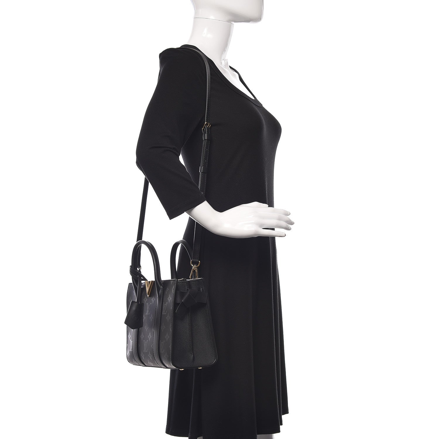 Louis Vuitton Monogram Cuir Plume Very Open Tote BB Black 2 of 9