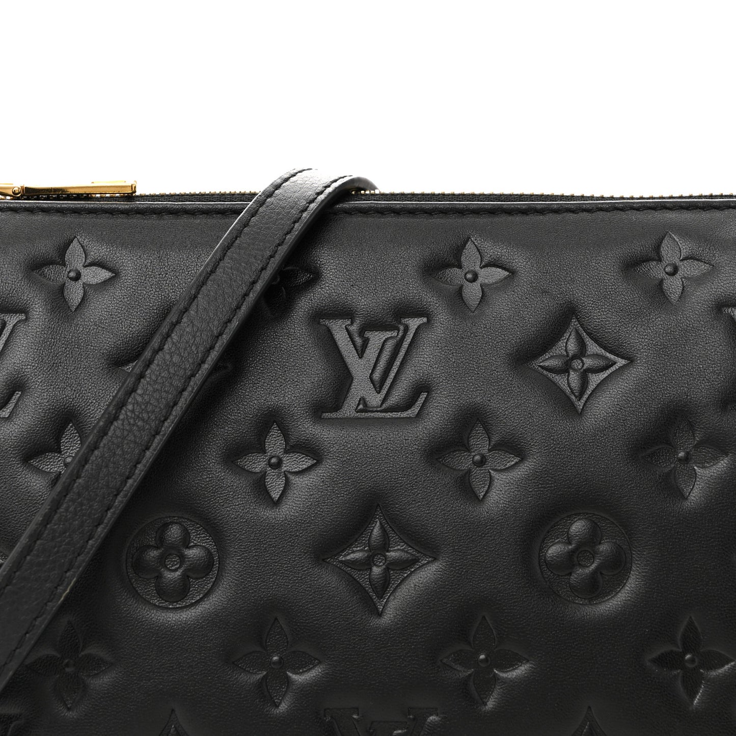 Lambskin Embossed Monogram Coussin BB Black