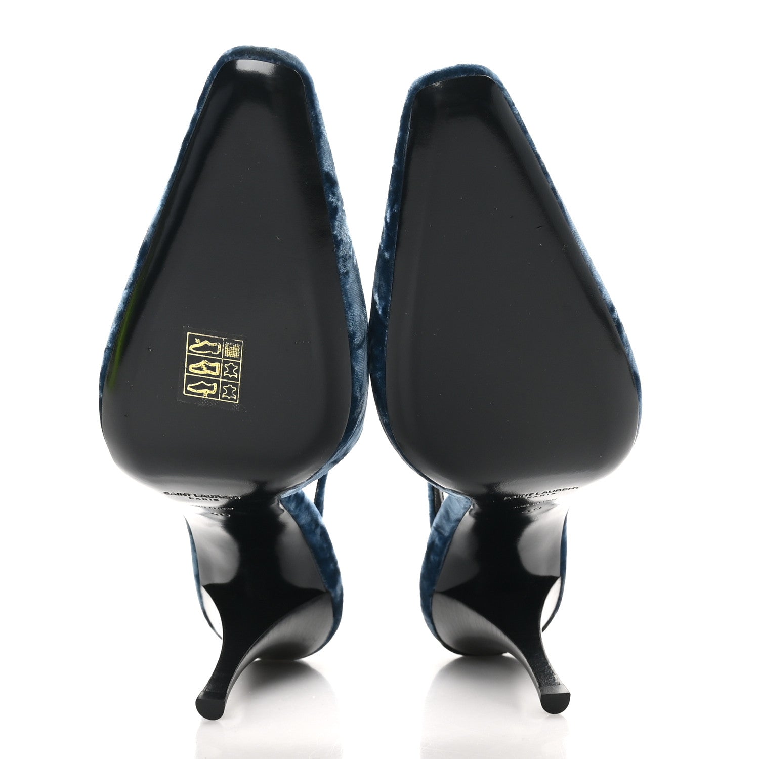 Saint Laurent Velluto Mastrop Tom 90 Dream Slingback Pumps 40 Denim 6 of 10