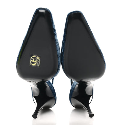 Saint Laurent Velluto Mastrop Tom 90 Dream Slingback Pumps 40 Denim 6 of 10