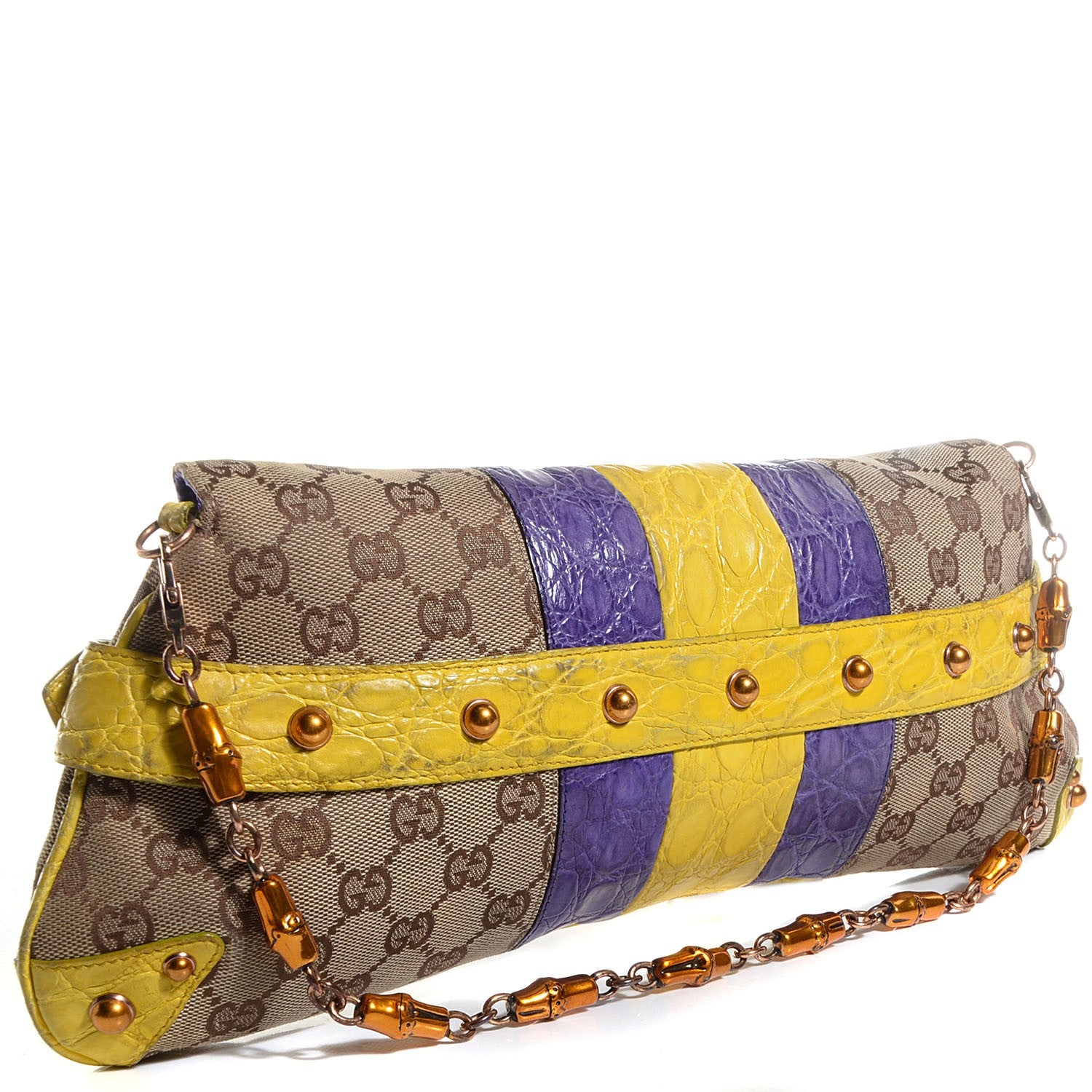Gucci Monogram Alligator Tom Ford Snake Horsebit Clutch 3 of 7