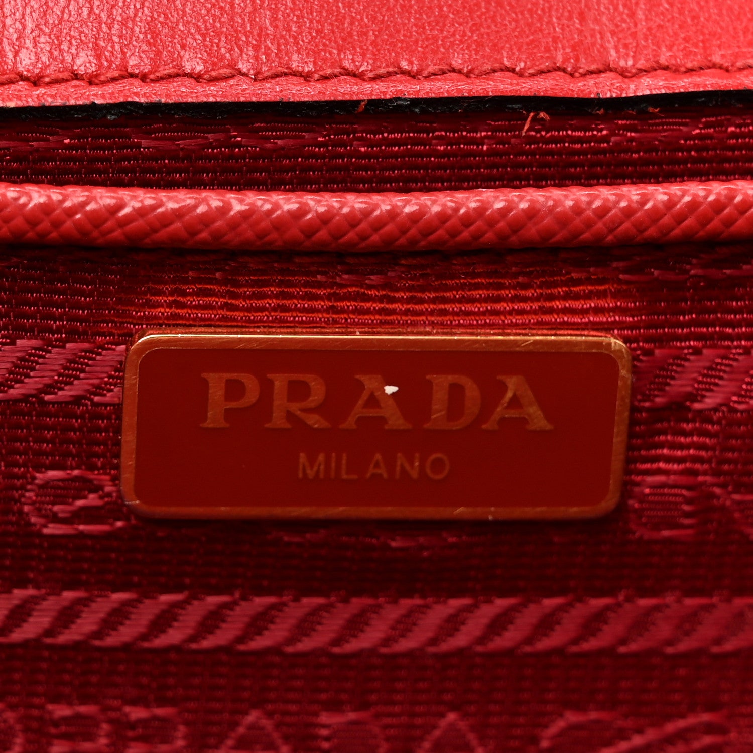 Prada Saffiano Chain Shoulder Bag Fuoco 6 of 13