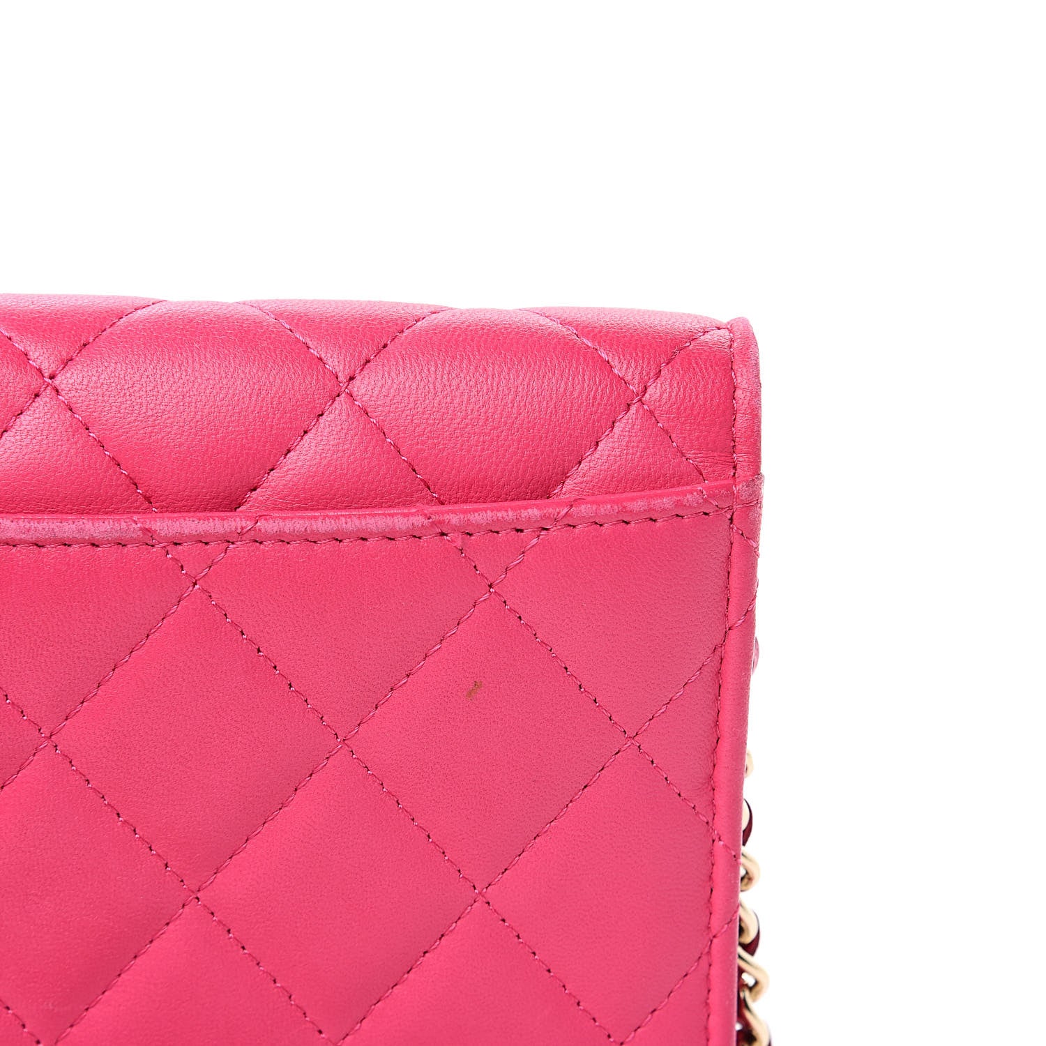 Chanel Lambskin Quilted Wallet on Removable Chain Fuchsia 12 of 16