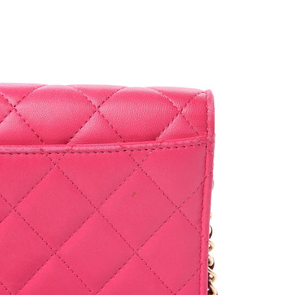 Chanel Lambskin Quilted Wallet on Removable Chain Fuchsia 12 of 16