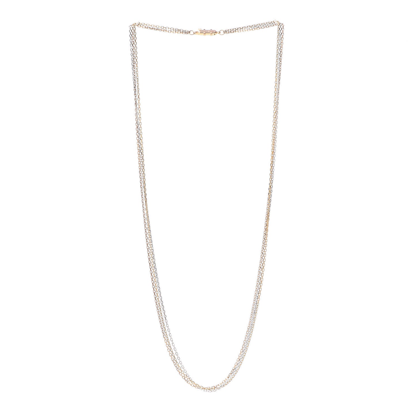 18K Pink Yellow White Gold Three Chain Necklace