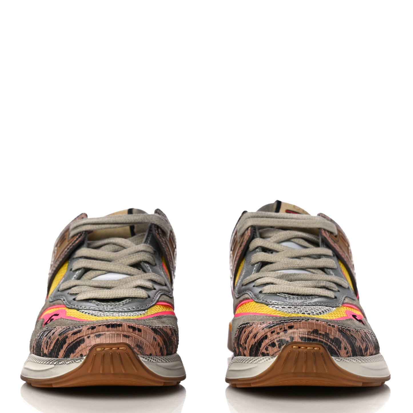 Suede Calfskin Tejus Printed Womens Ultrapace Sneakers 35 Pink Silver Oatmeal Yolk