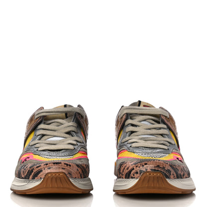 Gucci Suede Calfskin Tejus Printed Womens Ultrapace Sneakers 35 Pink Silver Oatmeal Yolk 2 of 9