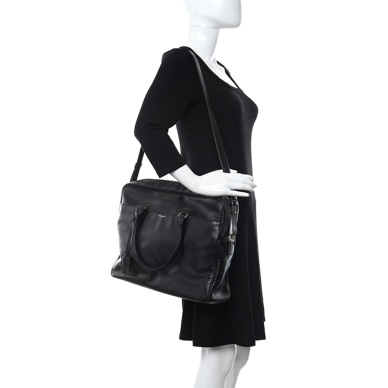 Saint Laurent Calfskin Small Classic Duffle Briefcase Black 2 of 13