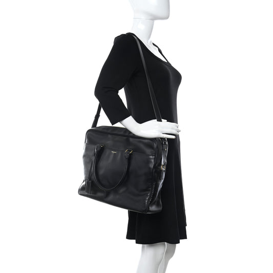 Calfskin Small Classic Duffle Briefcase Black