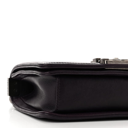 Chanel Calfskin Crystal Embossed Small Boy Flap Plum 9 of 10