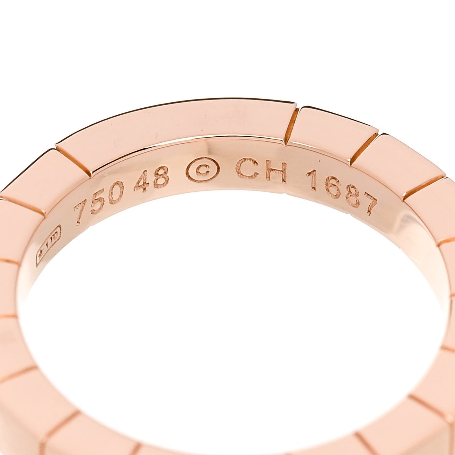 18K Pink Gold 3mm Lanieres Ring 48 4.5