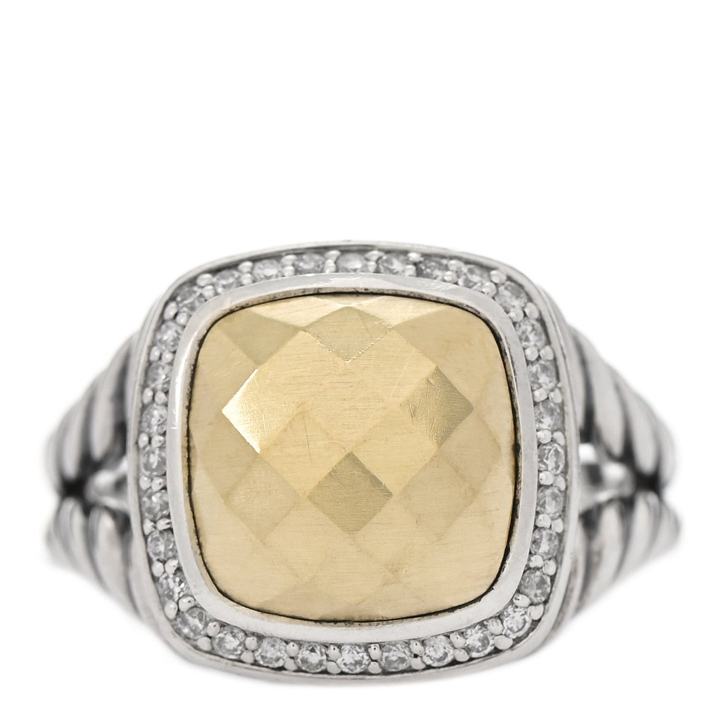 Sterling Silver 18K Yellow Gold Diamond 11mm Albion Ring 57 8