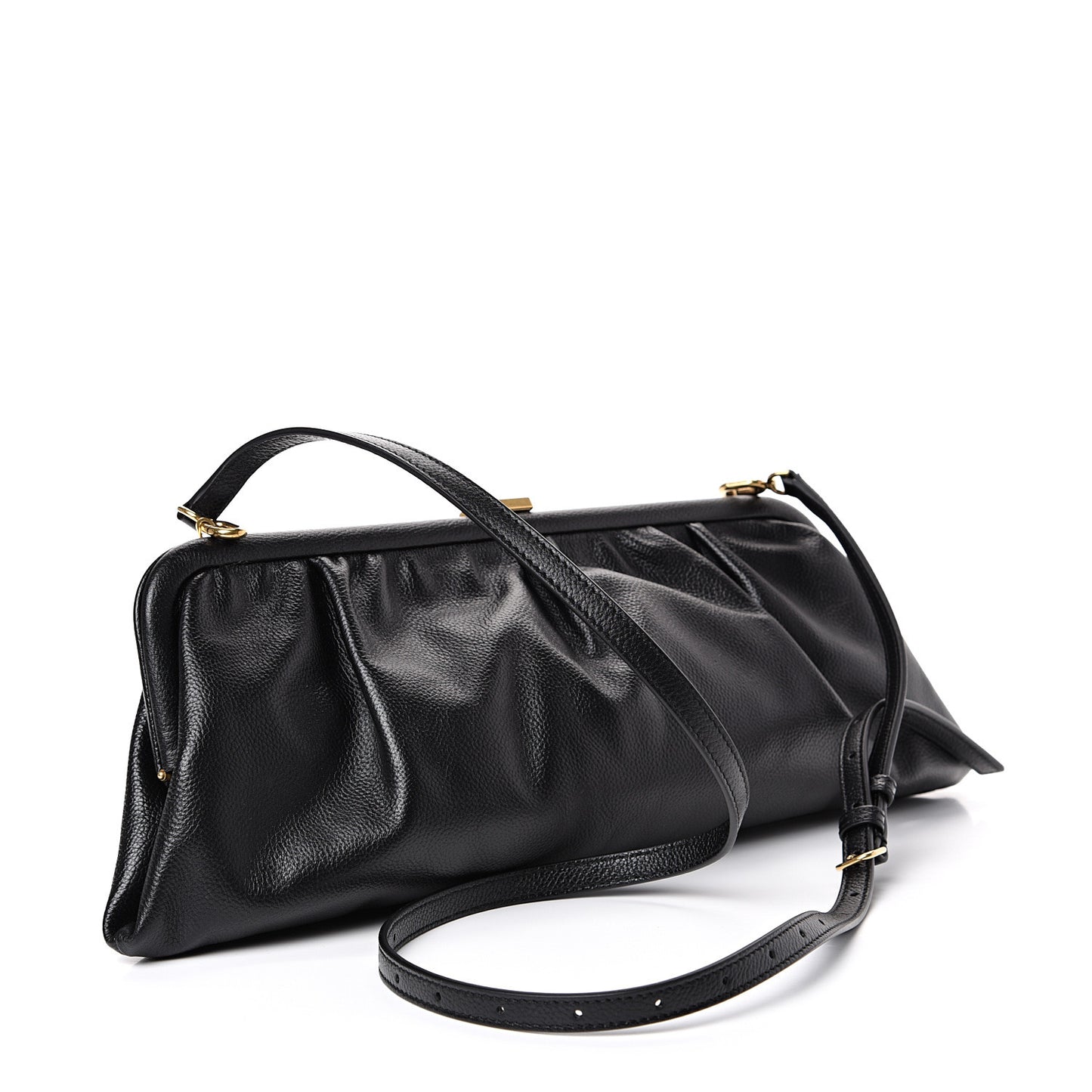 Grained Calfskin Logo XL Cloud Clutch Black