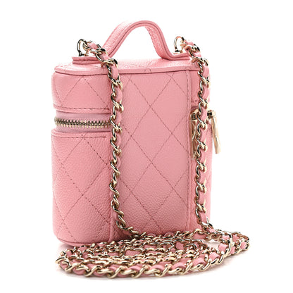 Chanel Caviar Quilted Small Handle With Care Vanity Case With Chain Pink 2 of 8