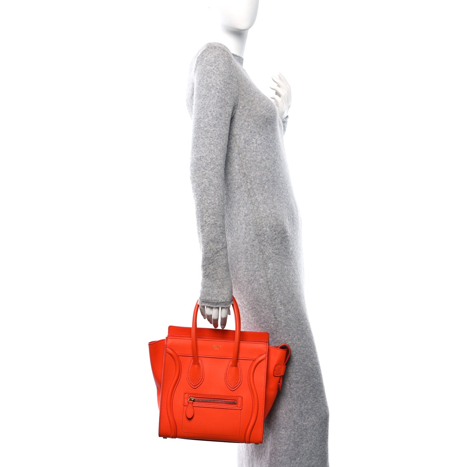 Celine Smooth Calfskin Micro Luggage Bright Orange 2 of 9