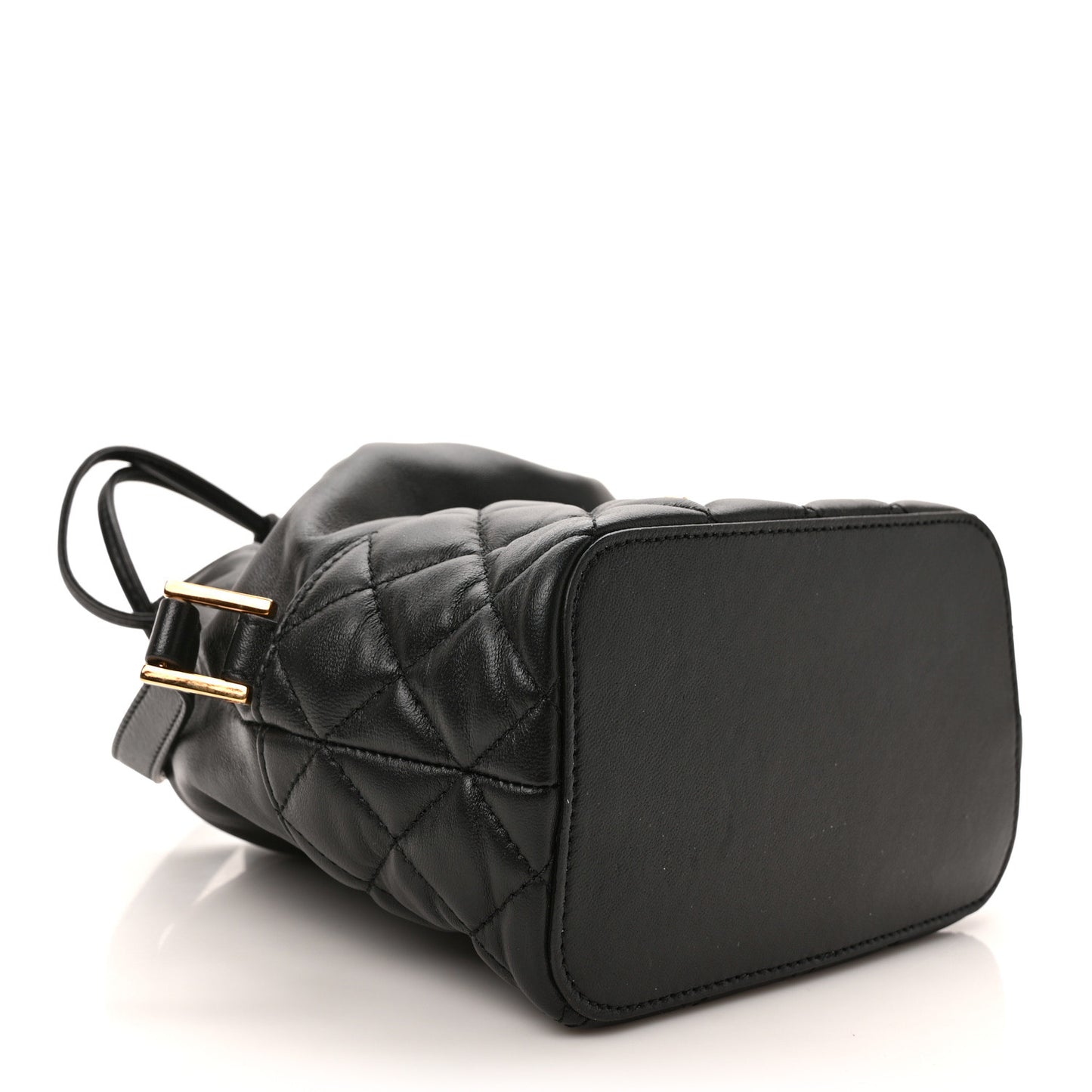 Nappa Quilted Medusa Bucket Bag Black