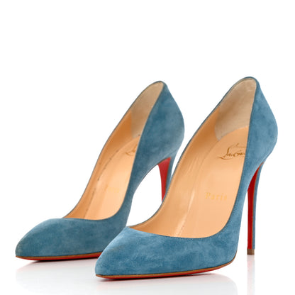 Christian Louboutin Veau Velours Pigalle Follies 100 Pumps 35 Celeste 3 of 10