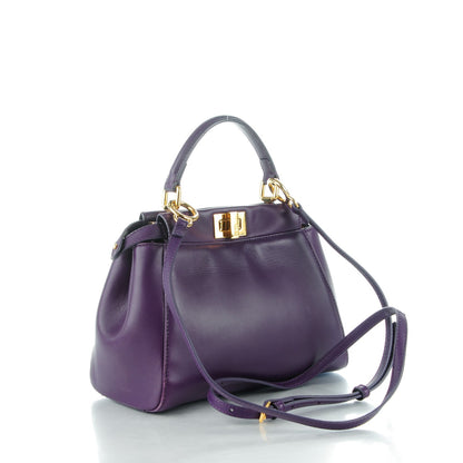 Fendi Nappa Mini Peekaboo Iconic Satchel Violet 4 of 10