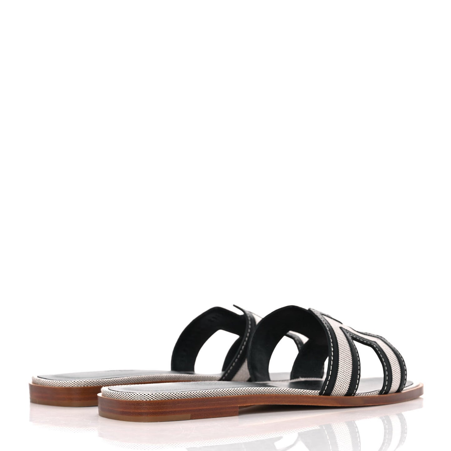 Calfskin Canvas Oran Sandals 40 Black