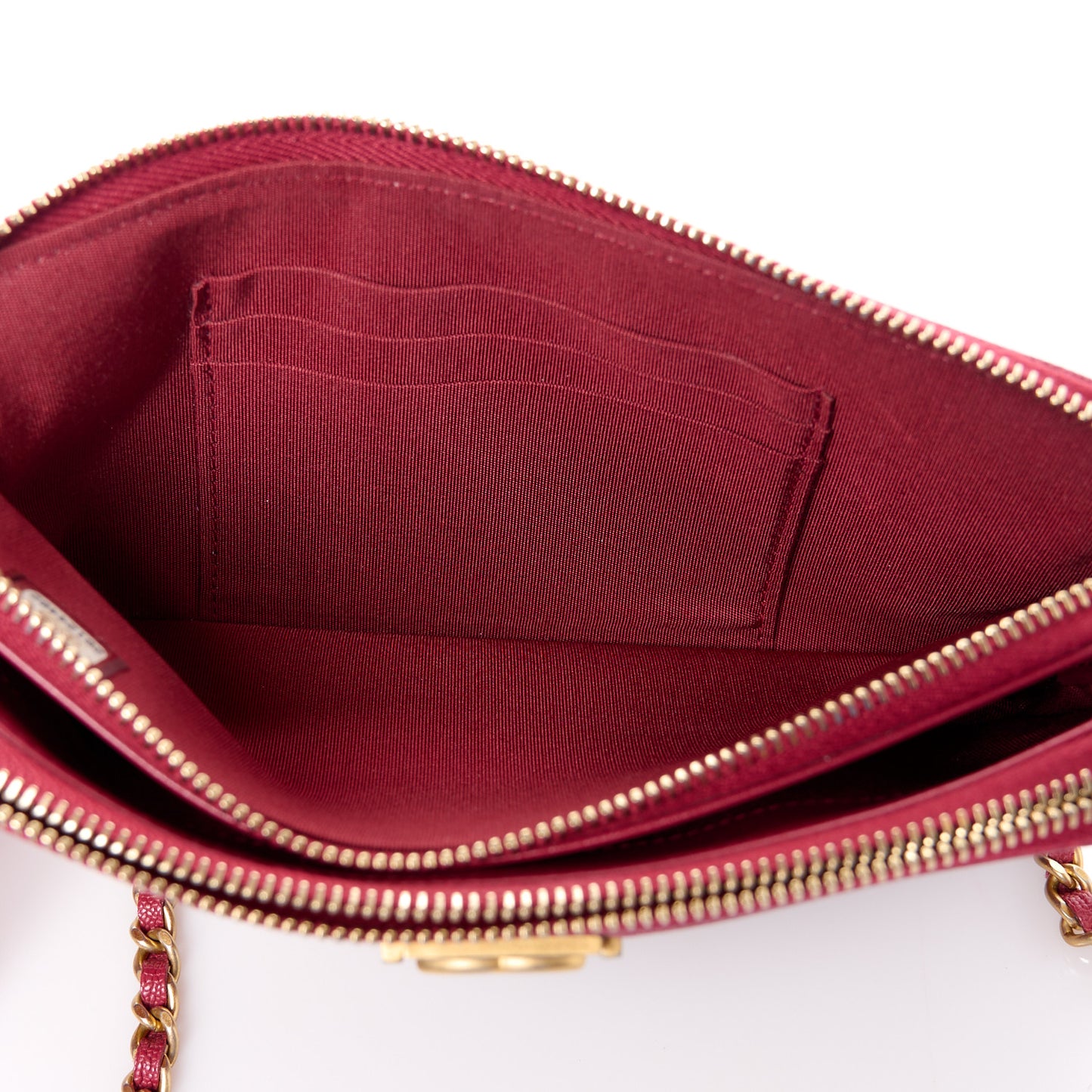 Caviar Quilted Small Boy Clutch With Chain Burgundy