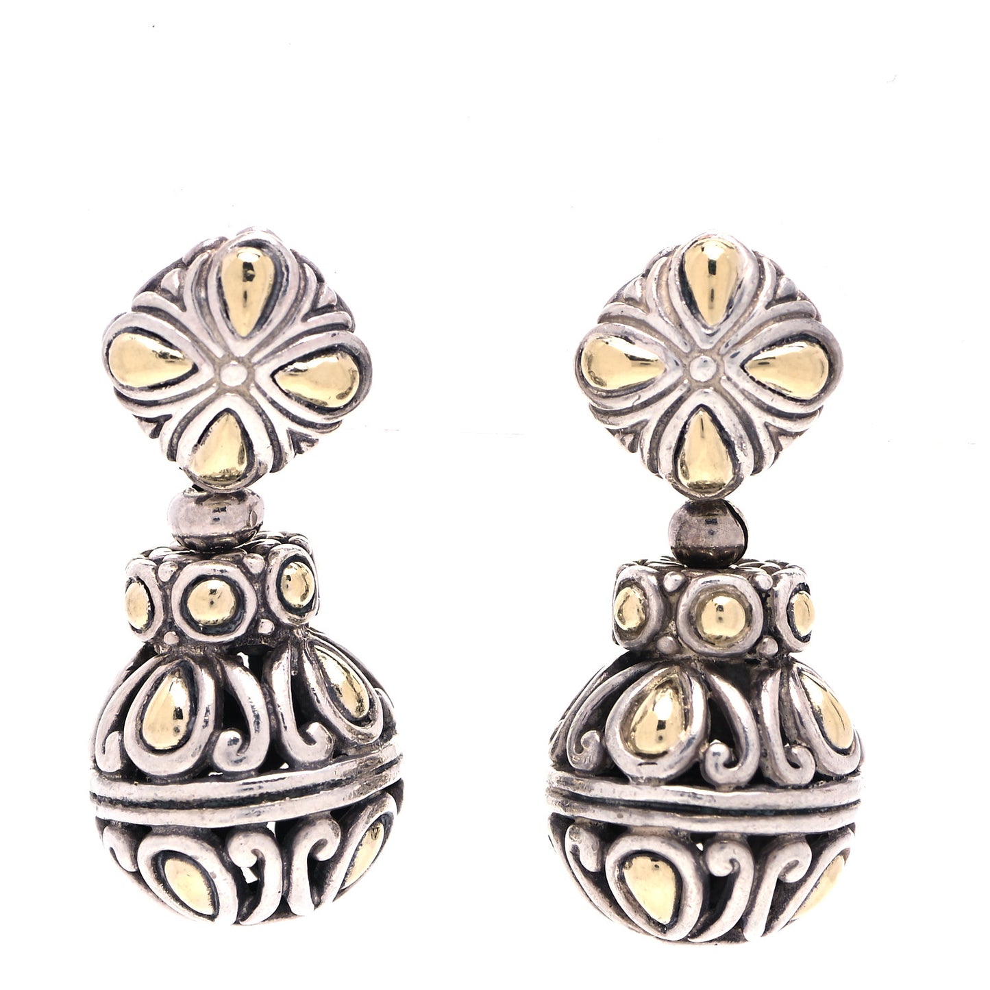 Sterling Silver 18K Yellow Gold Dot Drop Earrings