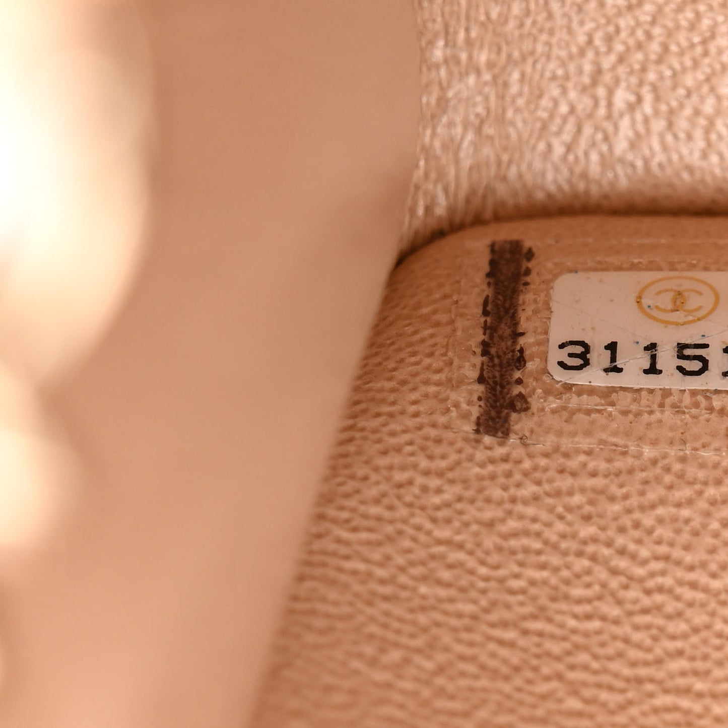 Iridescent Calfskin Quilted Mini Rectangular Flap Beige