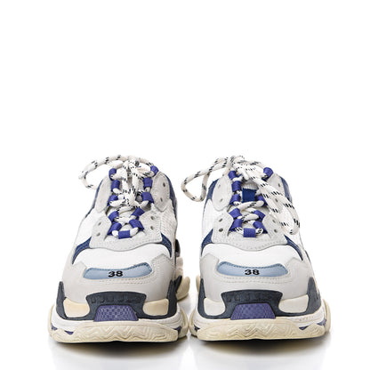 Balenciaga Mesh Nubuck Womens Triple S Sneakers 38 White Bleu Violet 2 of 10